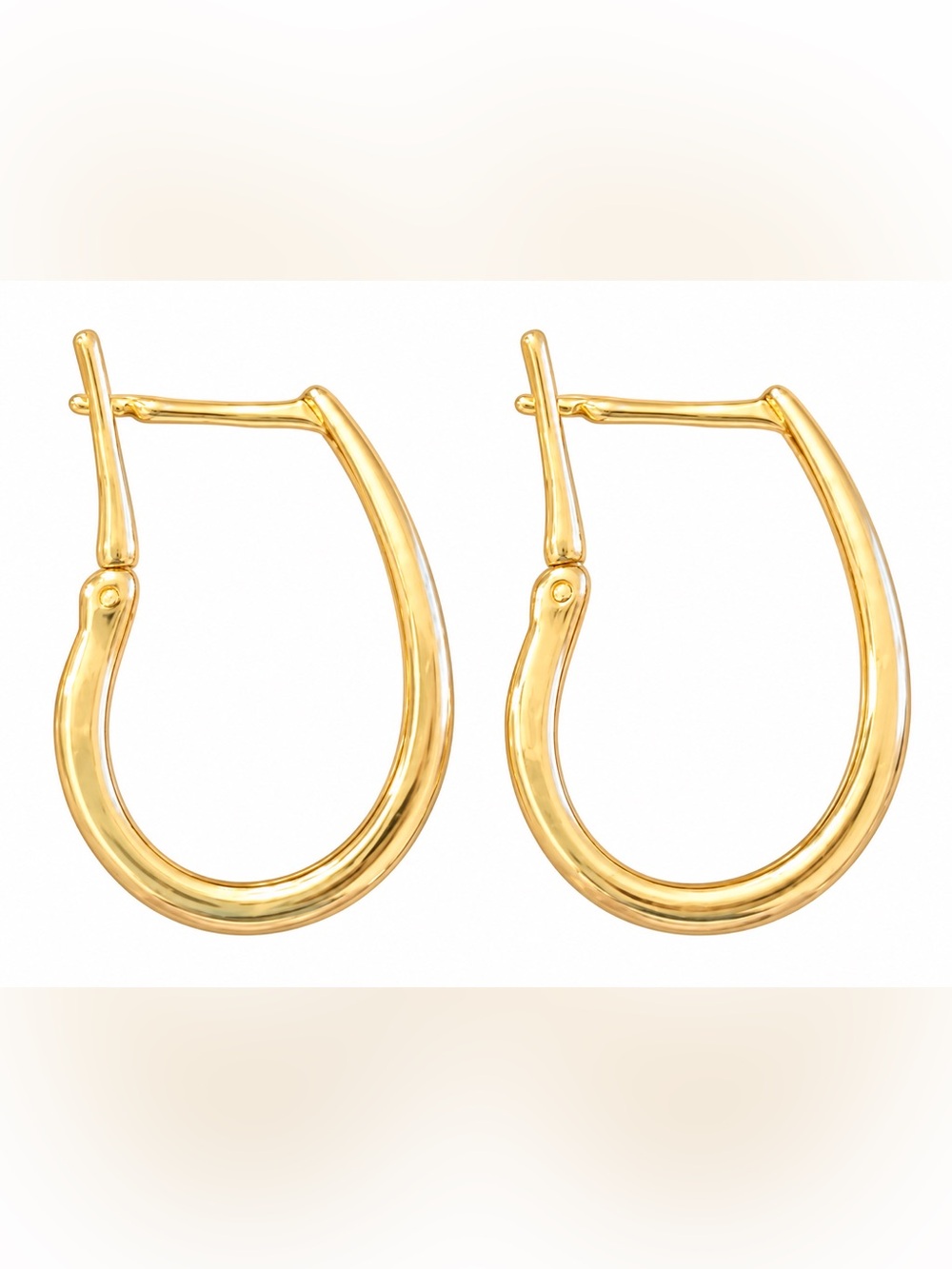 14K Yellow Gold Oval Hoop Earrings 4g Hinged